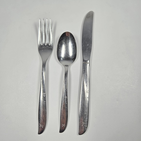 Oneida Community Other - Vintage Oneida Community CHILD size Twin Star Fork Spoon Knife Atomic Starburst
